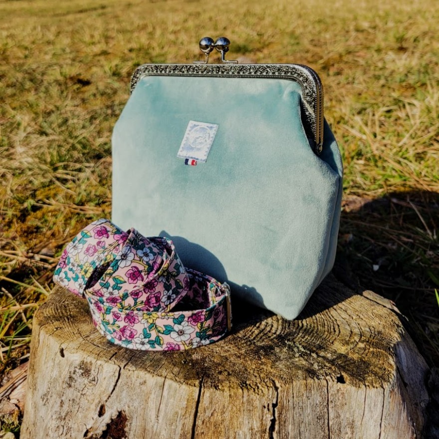 Sac Nancy velours vert d'eau Sac Nancy velours vert d'eau