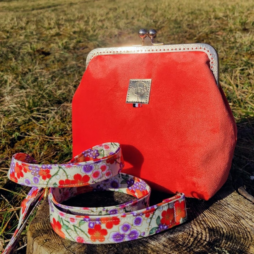 Sac Nancy velours corail Sac Nancy velours corail